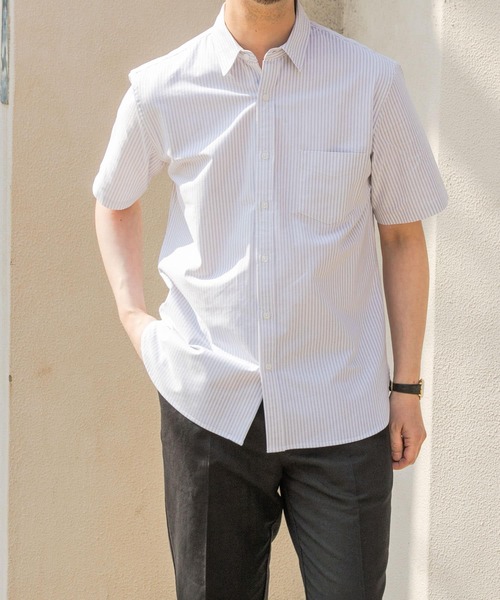 URBAN RESEARCH ROSSO MEN（アーバンリサーチロッソメン）の「『抗菌/消臭』『XXLサイズあり』ハイパフォーマンスオックス半袖シャツ（シャツ/ブラウス・メンズ・ブラック系その他/グレー/ブラック/グレー系その他/ライトブルー/グリーン系その他/ネイビー/ブルー系その他/インディゴブルー/ストライプ/ホワイト・SMALL/MEDIUM/LARGE/X-LARGE/XX-LARGE）」の12枚目の写真