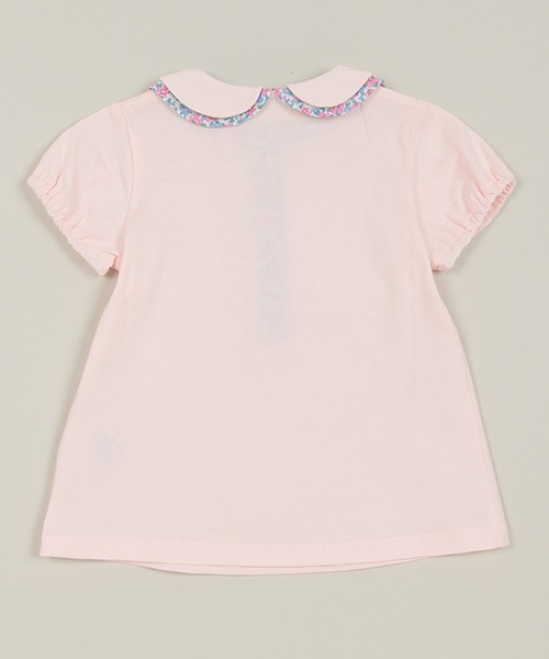 Love&Peace&Money（ラブアンドピースアンドマネー）の「小花柄コンビ半袖ブラウス（シャツ/ブラウス・キッズ・ライトピンク/オフホワイト・80ｃｍ/90cm/100cm/110cm/120cm/130cm）」の4枚目の写真