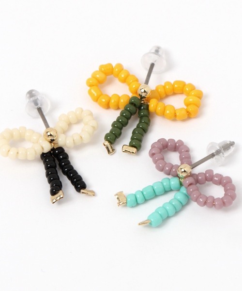 niko and...(ニコアンド)の「カラフルビーズリボンピアス(ピアス(両耳用)・レディース・アイボリー/イエロー/パープル・0)」の5枚目の写真