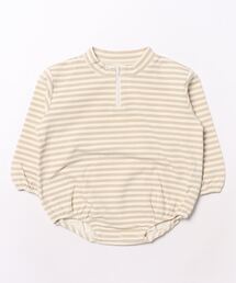 Quincy Mae（クインシーメイ）の「【Bs】【it】【Quincy Mae】FLEECE BODHI ROMPER || SAND STRIPE（その他ベビー用品）」