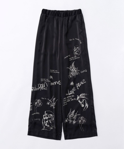 MAISON SPECIAL（メゾンスペシャル）の「Drawing Print Easy Pants/ドローイングプリントイージーパンツ【MAISON SPECIAL/メゾンスペシャル】■セットアップ対応■（その他パンツ・レディース・ブラック/ホワイト・36/38）」の8枚目の写真