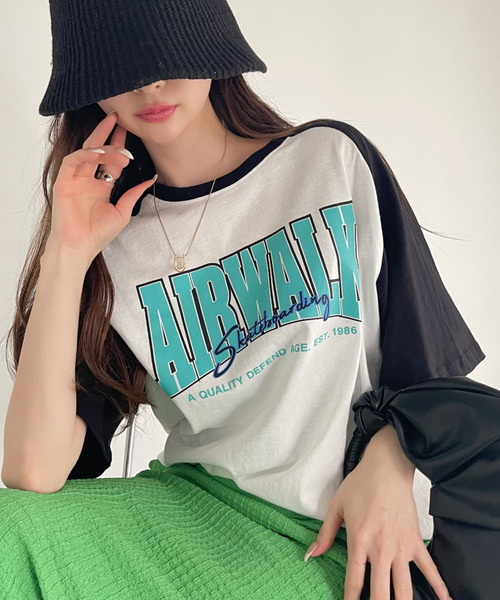 Ada.(エイダ)の「AIR WALK 半袖 ラグラン Tシャツ(Tシャツ/カットソー・レディース・ダークブルー/ブラック/ダークグリーン・M/L)」の2枚目の写真