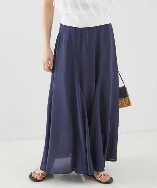 Rouge vif（ルージュヴィフ）の「フィブリルローン切り替えマキシスカート（スカート・レディース・ネイビー/ベージュ・36/38）」の3枚目の写真