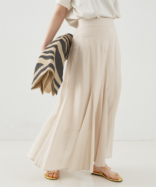 Rouge vif（ルージュヴィフ）の「フィブリルローン切り替えマキシスカート（スカート・レディース・ネイビー/ベージュ・36/38）」の6枚目の写真