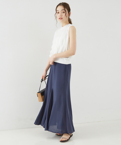 Rouge vif（ルージュヴィフ）の「フィブリルローン切り替えマキシスカート（スカート・レディース・ネイビー/ベージュ・36/38）」の14枚目の写真