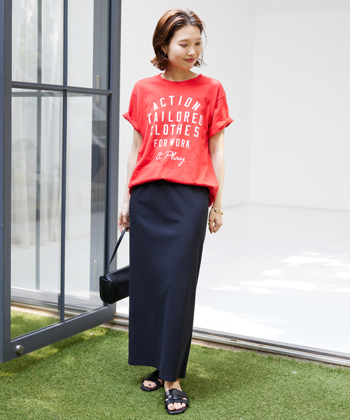 SLOBE IENA(スローブイエナ)の「《WEB限定/追加》40/-ポンチIラインスカート(スカート・レディース・ブラック/ベージュ・38)」の3枚目の写真