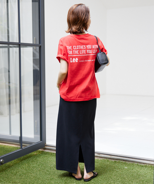 SLOBE IENA(スローブイエナ)の「《WEB限定/追加》40/-ポンチIラインスカート(スカート・レディース・ブラック/ベージュ・38)」の4枚目の写真