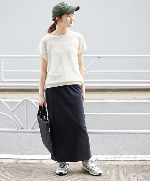 SLOBE IENA(スローブイエナ)の「《WEB限定/追加》40/-ポンチIラインスカート(スカート・レディース・ブラック/ベージュ・38)」の12枚目の写真