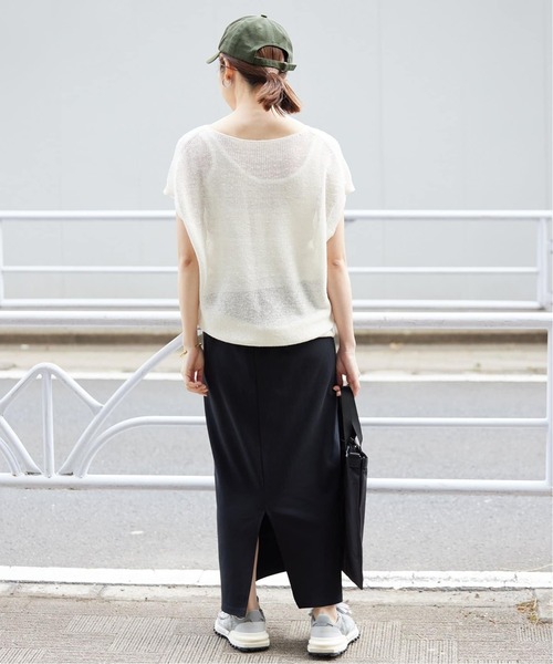 SLOBE IENA(スローブイエナ)の「《WEB限定/追加》40/-ポンチIラインスカート(スカート・レディース・ブラック/ベージュ・38)」の14枚目の写真