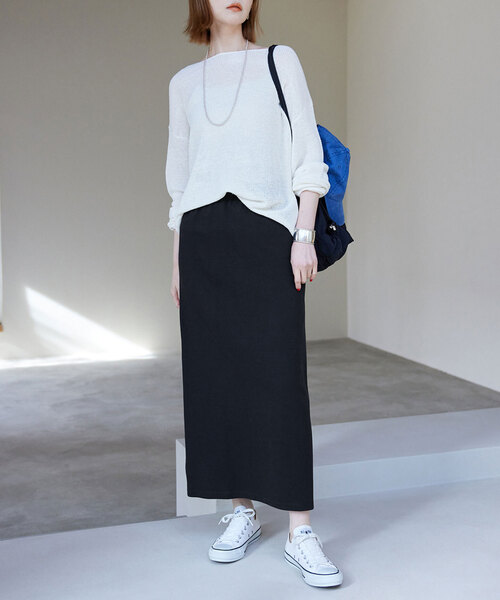 SLOBE IENA(スローブイエナ)の「《WEB限定/追加》40/-ポンチIラインスカート(スカート・レディース・ブラック/ベージュ・38)」の19枚目の写真