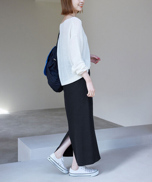 SLOBE IENA(スローブイエナ)の「《WEB限定/追加》40/-ポンチIラインスカート(スカート・レディース・ブラック/ベージュ・38)」の20枚目の写真