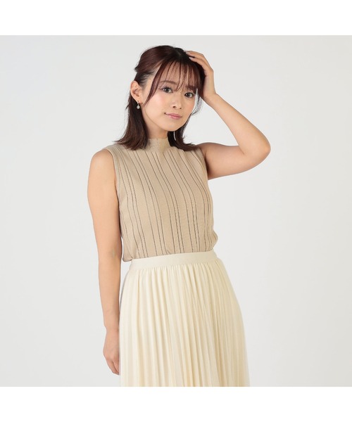 CECIL McBEE（セシルマクビー）の「接触冷感ウォッシャブル　ランダムリブノースリプルオーバー（タンクトップ・レディース・ブラック/オフホワイト/ブルー/ピンク/グリーン/ベージュ/モカ/ネイビー・MEDIUM）」の4枚目の写真