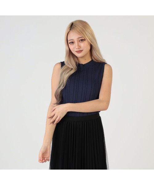 CECIL McBEE（セシルマクビー）の「接触冷感ウォッシャブル　ランダムリブノースリプルオーバー（タンクトップ・レディース・ブラック/オフホワイト/ブルー/ピンク/グリーン/ベージュ/モカ/ネイビー・MEDIUM）」の6枚目の写真