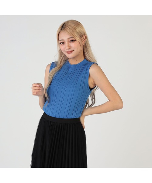 CECIL McBEE（セシルマクビー）の「接触冷感ウォッシャブル　ランダムリブノースリプルオーバー（タンクトップ・レディース・ブラック/オフホワイト/ブルー/ピンク/グリーン/ベージュ/モカ/ネイビー・MEDIUM）」の7枚目の写真