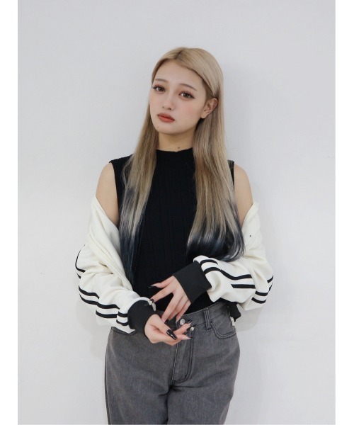 CECIL McBEE（セシルマクビー）の「接触冷感ウォッシャブル　ランダムリブノースリプルオーバー（タンクトップ・レディース・ブラック/オフホワイト/ブルー/ピンク/グリーン/ベージュ/モカ/ネイビー・MEDIUM）」の9枚目の写真