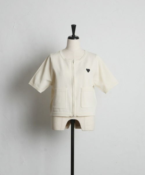 &. NOSTALGIA(アンドドットノスタルジア)の「【ZOZO限定】スポンディッシュジップショートカーデ(カーディガン/ボレロ・レディース・ブラック/ホワイト×ブラック/アイボリー・M)」の6枚目の写真