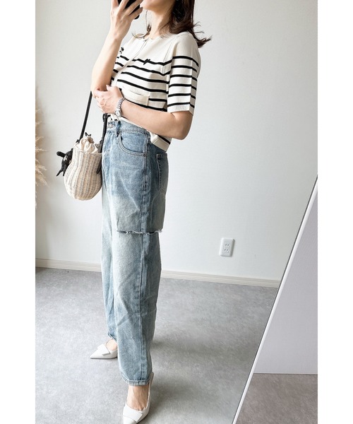 &. NOSTALGIA(アンドドットノスタルジア)の「【ZOZO限定】スポンディッシュジップショートカーデ(カーディガン/ボレロ・レディース・ブラック/ホワイト×ブラック/アイボリー・M)」の13枚目の写真