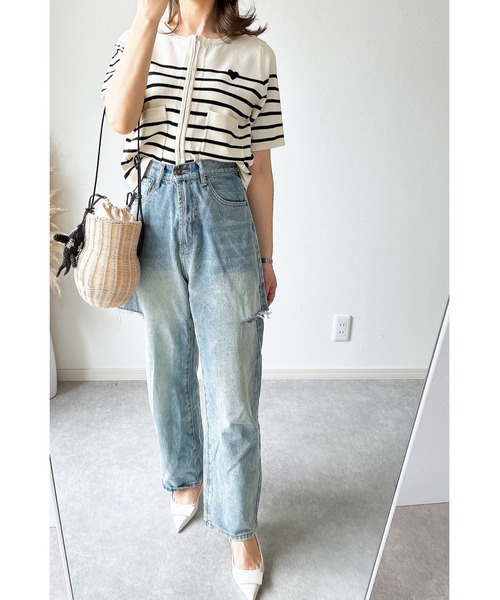 &. NOSTALGIA(アンドドットノスタルジア)の「【ZOZO限定】スポンディッシュジップショートカーデ(カーディガン/ボレロ・レディース・ブラック/ホワイト×ブラック/アイボリー・M)」の14枚目の写真