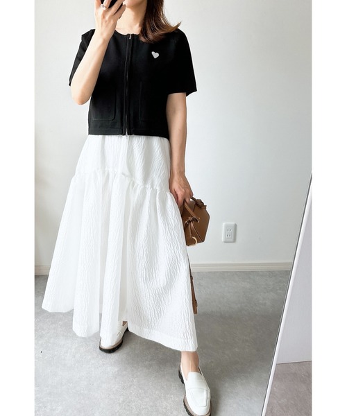 &. NOSTALGIA(アンドドットノスタルジア)の「【ZOZO限定】スポンディッシュジップショートカーデ(カーディガン/ボレロ・レディース・ブラック/ホワイト×ブラック/アイボリー・M)」の10枚目の写真