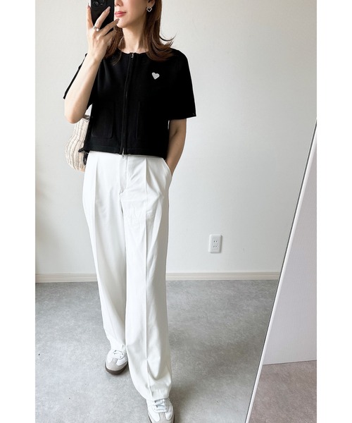 &. NOSTALGIA(アンドドットノスタルジア)の「【ZOZO限定】スポンディッシュジップショートカーデ(カーディガン/ボレロ・レディース・ブラック/ホワイト×ブラック/アイボリー・M)」の12枚目の写真