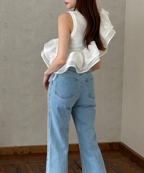 Per sist ence(パーシエンス)の「ラメオーガンジーサッシュ(Tシャツ/カットソー・レディース・オフホワイト/グレー/ブラック・FREE)」の14枚目の写真