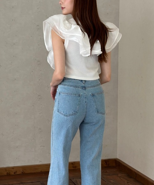 Per sist ence(パーシエンス)の「ラメオーガンジーサッシュ(Tシャツ/カットソー・レディース・オフホワイト/グレー/ブラック・FREE)」の7枚目の写真