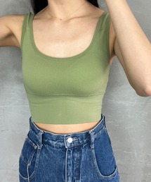 カップ付き ブラトップ リブタンクトップ