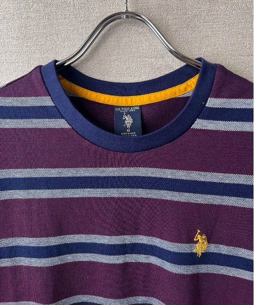 U.S. POLO ASSN.(ユーエスポロアッスン)の「【T23】【U.S. POLO ASSN/ユーエスポロアッスン】YD BIRDSEYE STRIPE JERSEY TEE / バードアイ ストライプ ジャージー Tシャツ(Tシャツ/カットソー・メンズ・グリーン/マルーン・SMALL/MEDIUM/LARGE)」の4枚目の写真