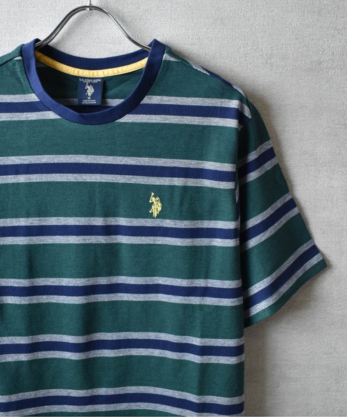 U.S. POLO ASSN.(ユーエスポロアッスン)の「【T23】【U.S. POLO ASSN/ユーエスポロアッスン】YD BIRDSEYE STRIPE JERSEY TEE / バードアイ ストライプ ジャージー Tシャツ(Tシャツ/カットソー・メンズ・グリーン/マルーン・SMALL/MEDIUM/LARGE)」の3枚目の写真