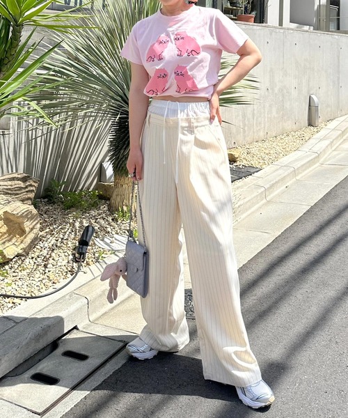 Alley by w closet(アリーバイダブルクローゼット)の「【Alley】ダブルウエストスラックスパンツ(スラックス・レディース・ライトグレー/グレー/ホワイト系その他・FREE)」の10枚目の写真