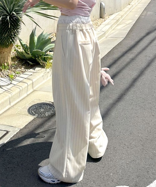 Alley by w closet(アリーバイダブルクローゼット)の「【Alley】ダブルウエストスラックスパンツ(スラックス・レディース・ライトグレー/グレー/ホワイト系その他・FREE)」の11枚目の写真