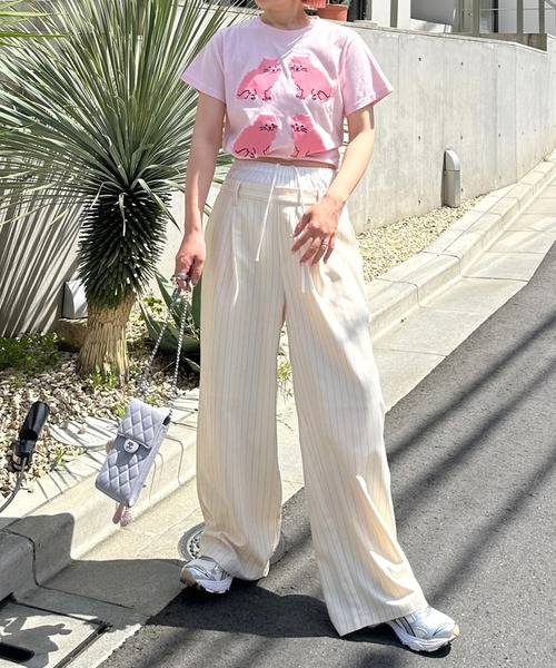 Alley by w closet(アリーバイダブルクローゼット)の「【Alley】ダブルウエストスラックスパンツ(スラックス・レディース・ライトグレー/グレー/ホワイト系その他・FREE)」の13枚目の写真