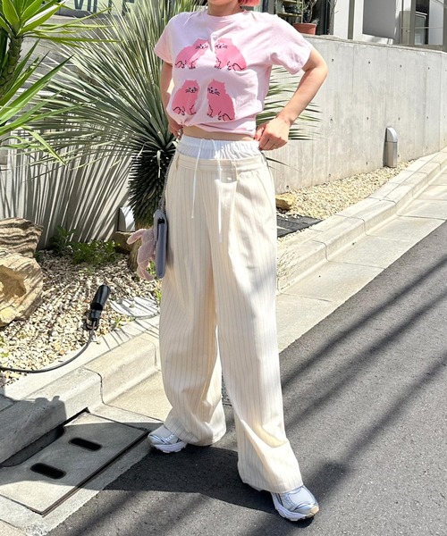 Alley by w closet(アリーバイダブルクローゼット)の「【Alley】ダブルウエストスラックスパンツ(スラックス・レディース・ライトグレー/グレー/ホワイト系その他・FREE)」の15枚目の写真