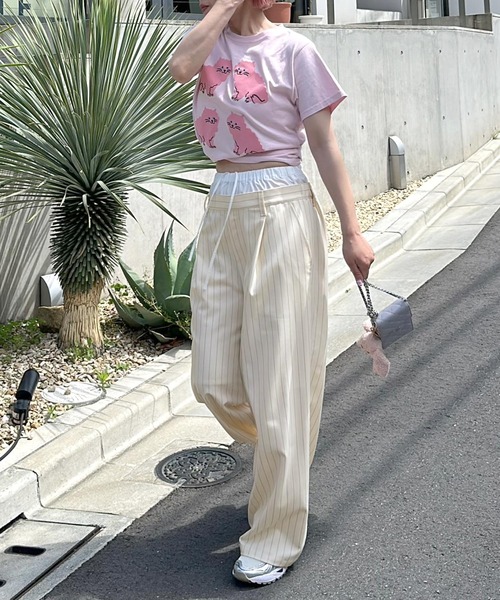 Alley by w closet(アリーバイダブルクローゼット)の「【Alley】ダブルウエストスラックスパンツ(スラックス・レディース・ライトグレー/グレー/ホワイト系その他・FREE)」の16枚目の写真