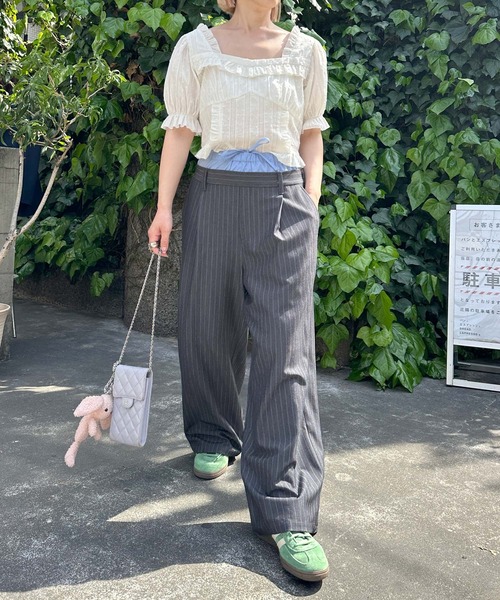 Alley by w closet(アリーバイダブルクローゼット)の「【Alley】ダブルウエストスラックスパンツ(スラックス・レディース・ライトグレー/グレー/ホワイト系その他・FREE)」の18枚目の写真