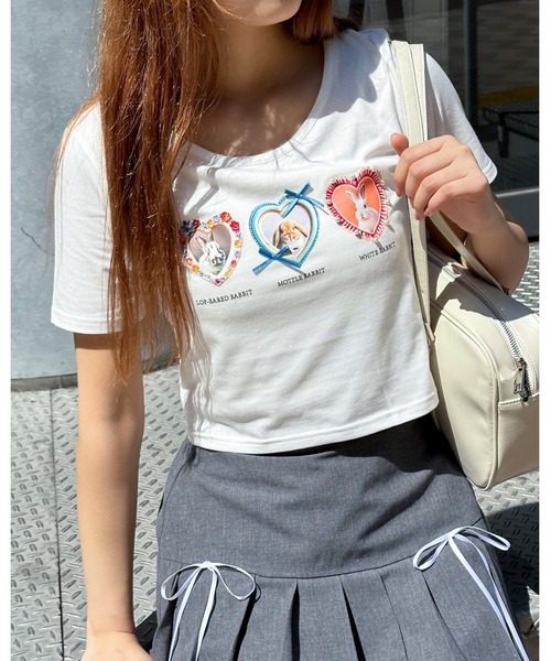 3.3 Field Trip （3.3フィールドトリップ）の「3.3 Field Trip／ウサギフレームT（Tシャツ/カットソー・レディース・ホワイト/イエロー・FREE）」の2枚目の写真