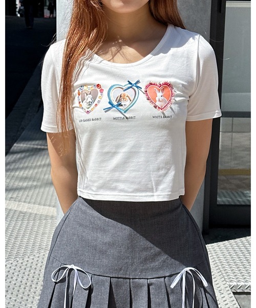 3.3 Field Trip （3.3フィールドトリップ）の「3.3 Field Trip／ウサギフレームT（Tシャツ/カットソー・レディース・ホワイト/イエロー・FREE）」の3枚目の写真