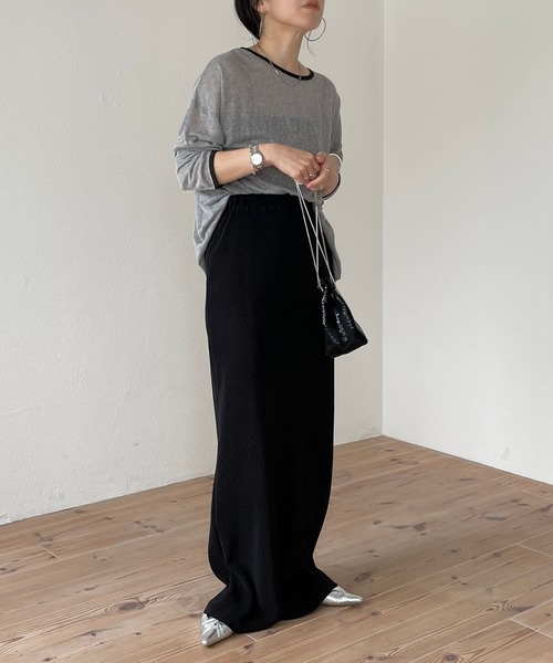 wee9s（ウィークス）の「daily daily super stretch pleats skirt / セルフカット可能なスーパーストレッチプリーツスカート [スーパーロング]（スカート・レディース・ブラック・LONG）」の9枚目の写真