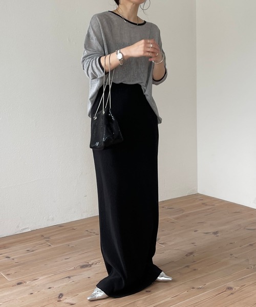 wee9s（ウィークス）の「daily daily super stretch pleats skirt / セルフカット可能なスーパーストレッチプリーツスカート [スーパーロング]（スカート・レディース・ブラック・LONG）」の6枚目の写真