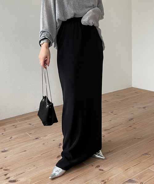 wee9s（ウィークス）の「daily daily super stretch pleats skirt / セルフカット可能なスーパーストレッチプリーツスカート [スーパーロング]（スカート・レディース・ブラック・LONG）」の5枚目の写真