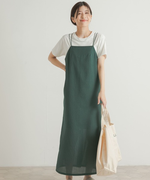 URBAN RESEARCH DOORS（アーバンリサーチドアーズ）の「チェック柄ストレートキャミワンピース（ワンピース・レディース・グリーン/ブラック・MEDIUM）」の2枚目の写真