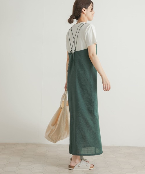 URBAN RESEARCH DOORS（アーバンリサーチドアーズ）の「チェック柄ストレートキャミワンピース（ワンピース・レディース・グリーン/ブラック・MEDIUM）」の3枚目の写真