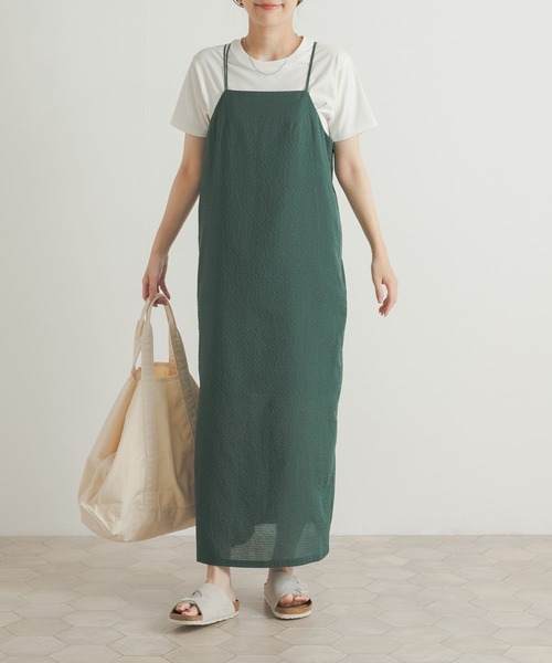 URBAN RESEARCH DOORS（アーバンリサーチドアーズ）の「チェック柄ストレートキャミワンピース（ワンピース・レディース・グリーン/ブラック・MEDIUM）」の4枚目の写真