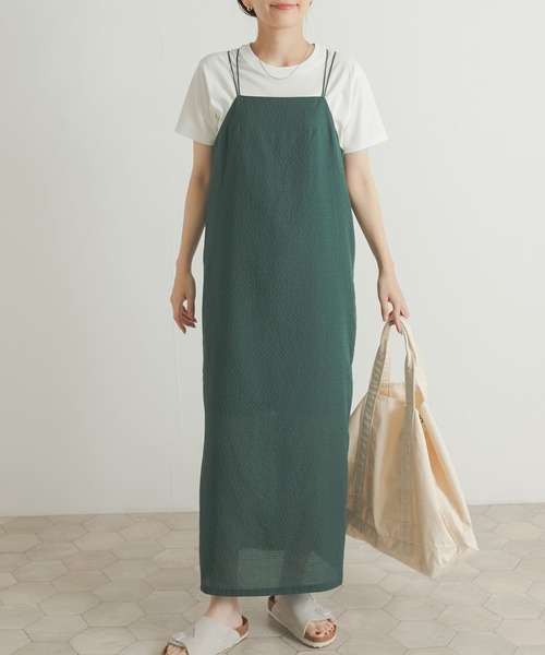 URBAN RESEARCH DOORS（アーバンリサーチドアーズ）の「チェック柄ストレートキャミワンピース（ワンピース・レディース・グリーン/ブラック・MEDIUM）」の5枚目の写真