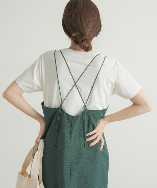 URBAN RESEARCH DOORS（アーバンリサーチドアーズ）の「チェック柄ストレートキャミワンピース（ワンピース・レディース・グリーン/ブラック・MEDIUM）」の7枚目の写真