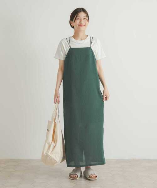 URBAN RESEARCH DOORS（アーバンリサーチドアーズ）の「チェック柄ストレートキャミワンピース（ワンピース・レディース・グリーン/ブラック・MEDIUM）」の8枚目の写真