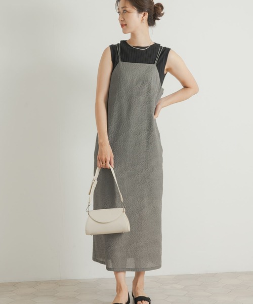 URBAN RESEARCH DOORS（アーバンリサーチドアーズ）の「チェック柄ストレートキャミワンピース（ワンピース・レディース・グリーン/ブラック・MEDIUM）」の10枚目の写真