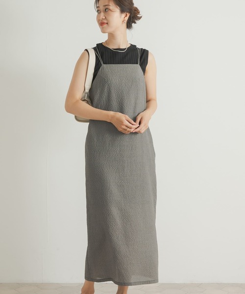 URBAN RESEARCH DOORS（アーバンリサーチドアーズ）の「チェック柄ストレートキャミワンピース（ワンピース・レディース・グリーン/ブラック・MEDIUM）」の13枚目の写真