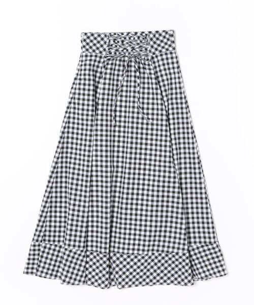 SWINGLE（スウィングル）の「ビットベルトヘム切替フレアスカート（スカート・レディース・ブラック系その他5/ネイビー/クリーム・FREE）」の4枚目の写真