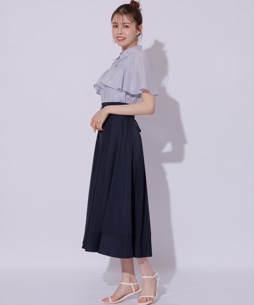 SWINGLE（スウィングル）の「ビットベルトヘム切替フレアスカート（スカート・レディース・ブラック系その他5/ネイビー/クリーム・FREE）」の12枚目の写真